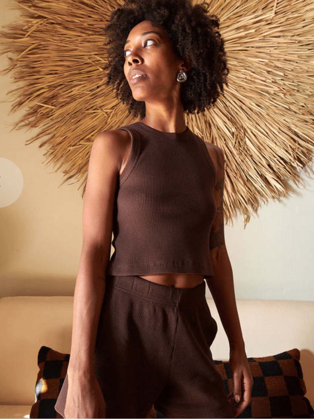 Noble Women's Brown Waffle Knit Tank Top